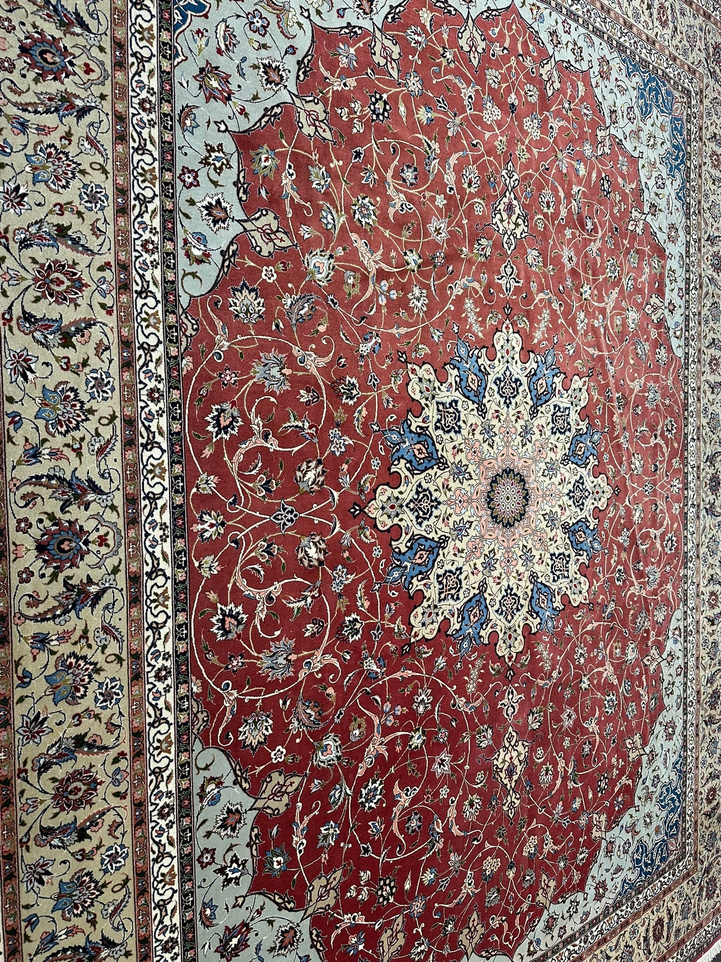 Orientteppich handgeknüpft 393x302 Täbriz Muster 50er