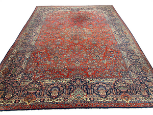 Orientteppich handgeknüpft antik naturfarben Keschan 426x320 cm