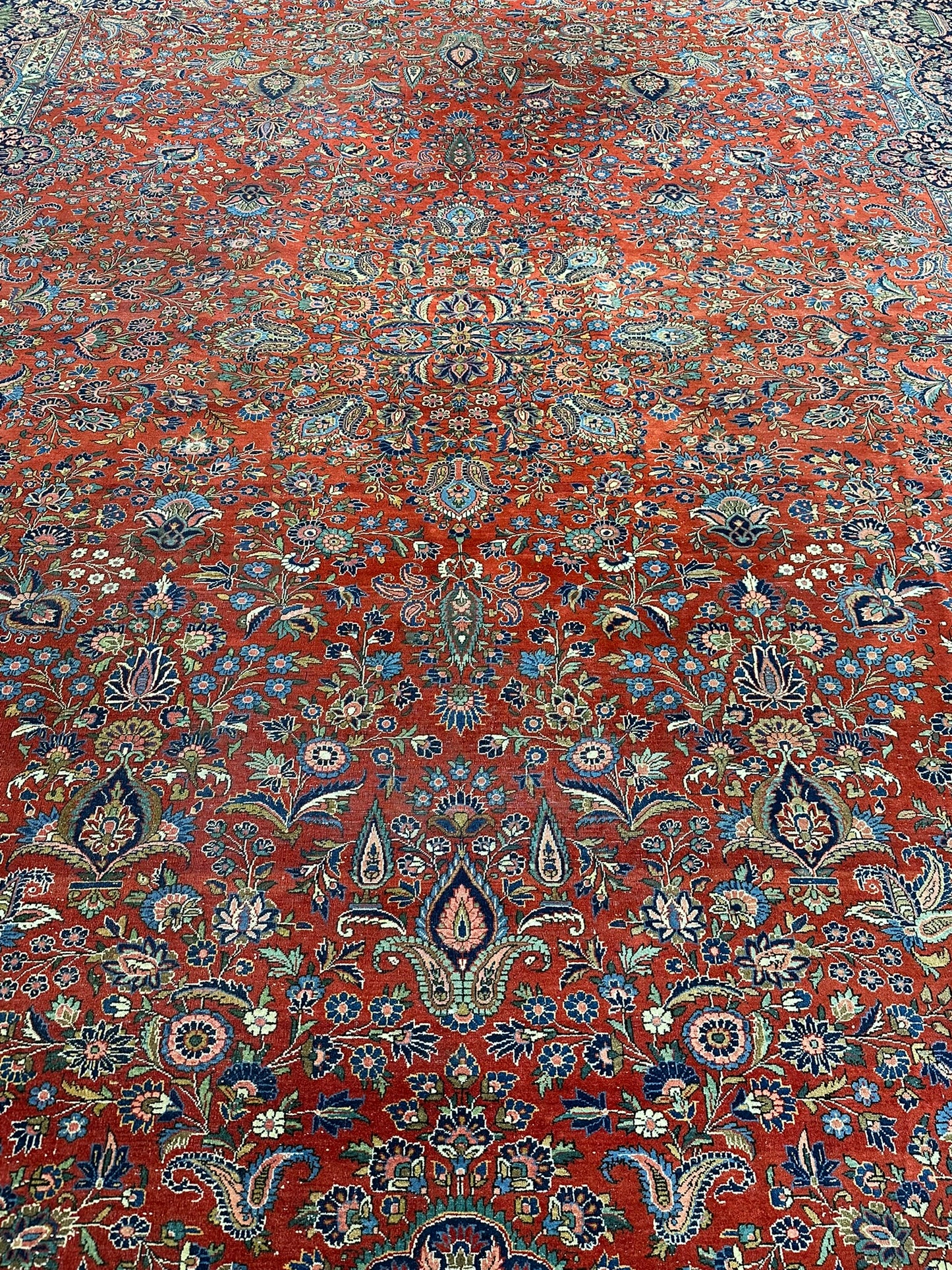 Orientteppich handgeknüpft antik naturfarben Keschan 426x320 cm