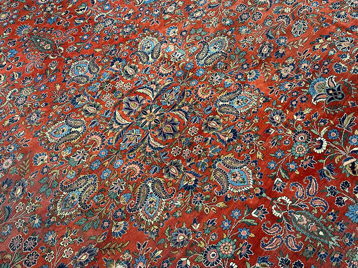 Orientteppich handgeknüpft antik naturfarben Keschan 426x320 cm