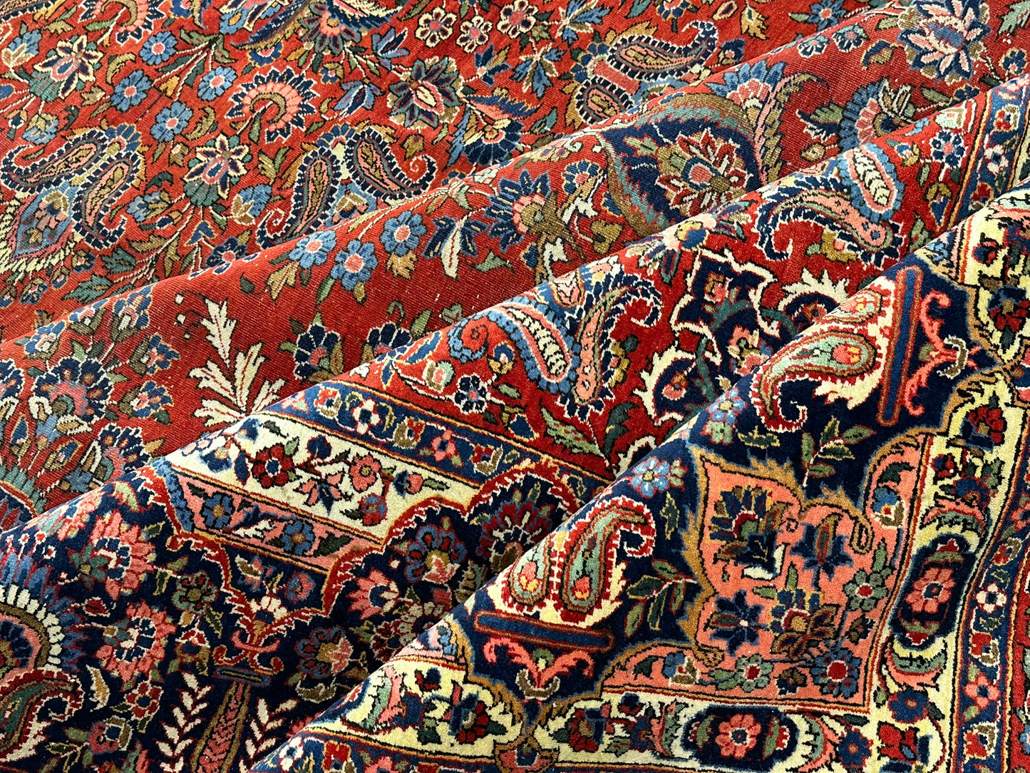 Orientteppich handgeknüpft antik naturfarben Keschan 426x320 cm