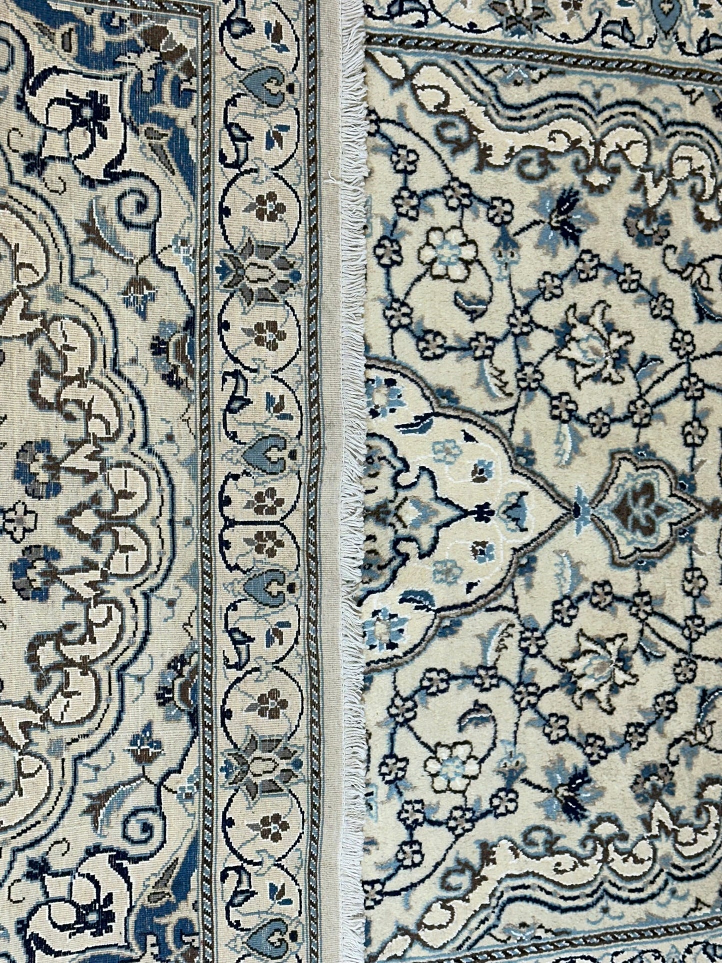 Orientteppich handgeknüpft Nain mit Seide 207x120 cm