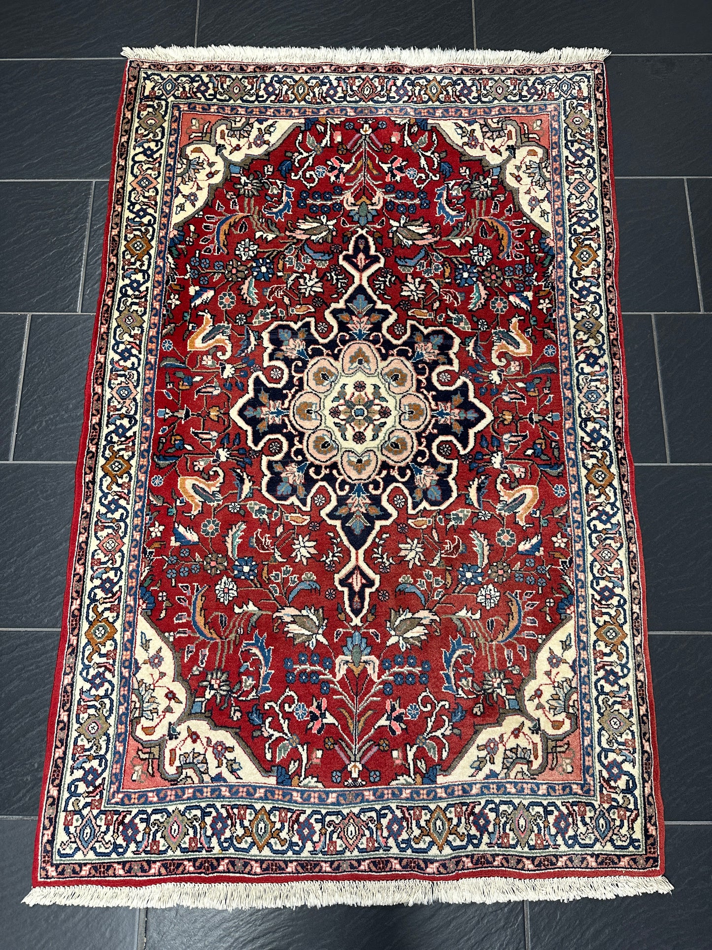 Handgeknüpfter Perser Orientteppich  Bidjar Medaillon Schurwolle 170x110 cm