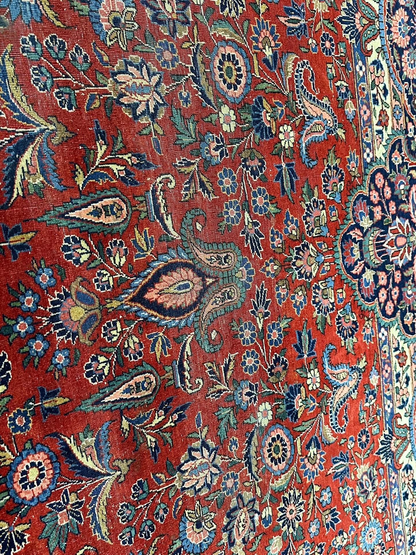 Orientteppich handgeknüpft antik naturfarben Keschan 426x320 cm