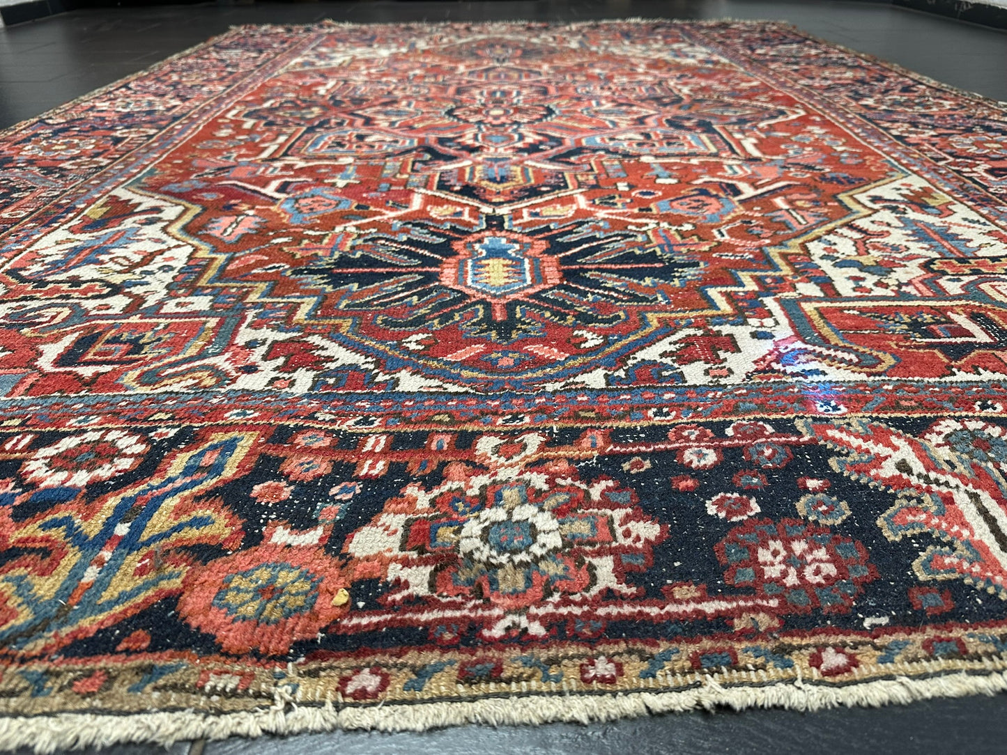 Orientteppich handgeknüpft 335x230cm antik naturfarben Heriz Artdeco