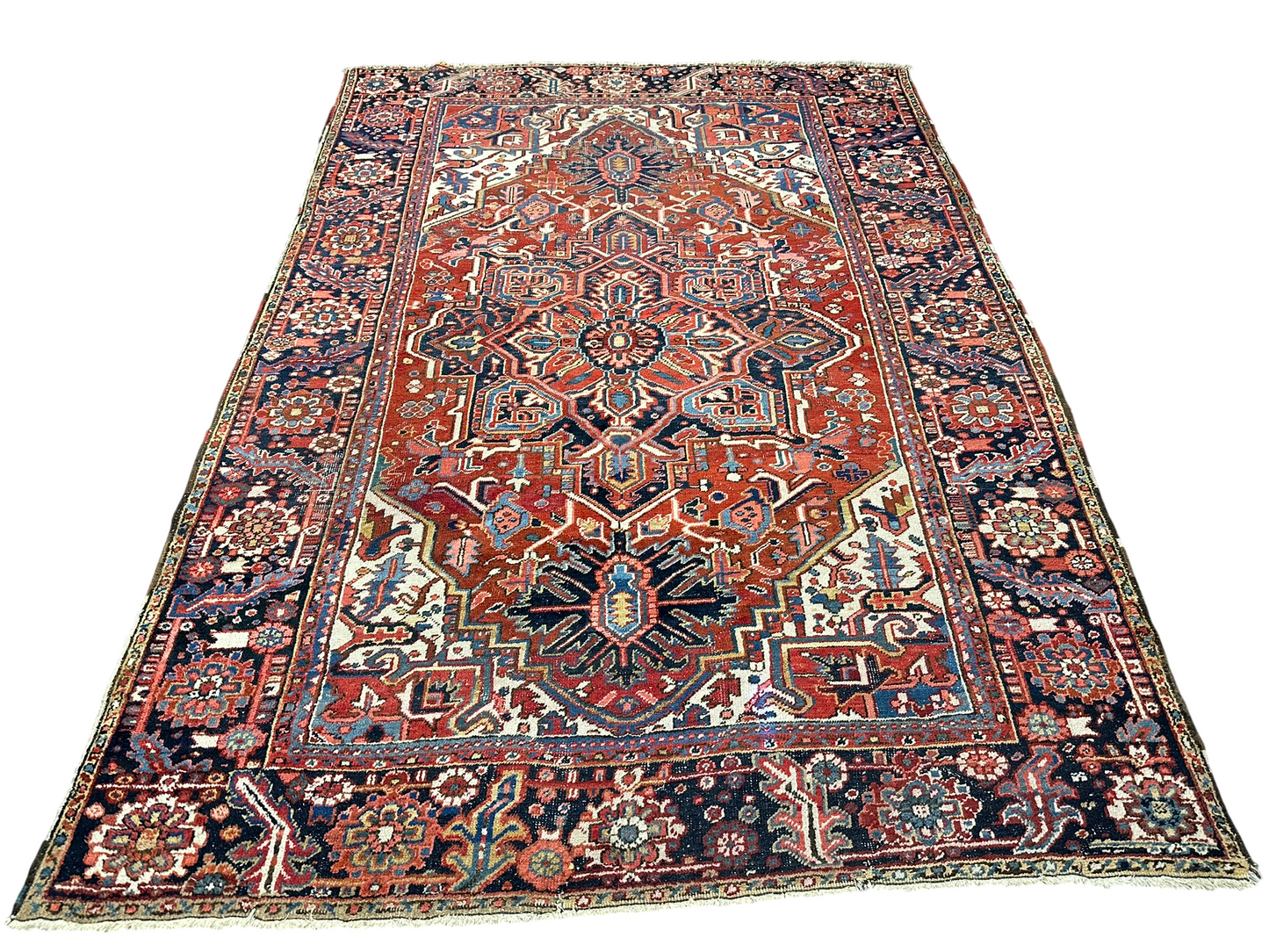 Orientteppich handgeknüpft 335x230cm antik naturfarben Heriz Artdeco