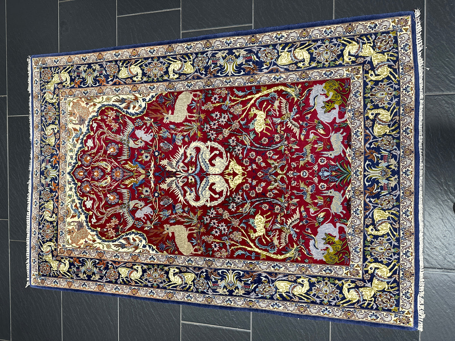 Handgeknüpfter Perser Orientteppich Isfahan Lebensbaum 170x110 cm