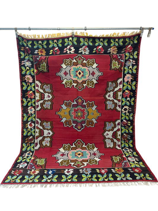 Orientteppich handgeknüpft 270x207cm antik naturfarben Karadga Kelim