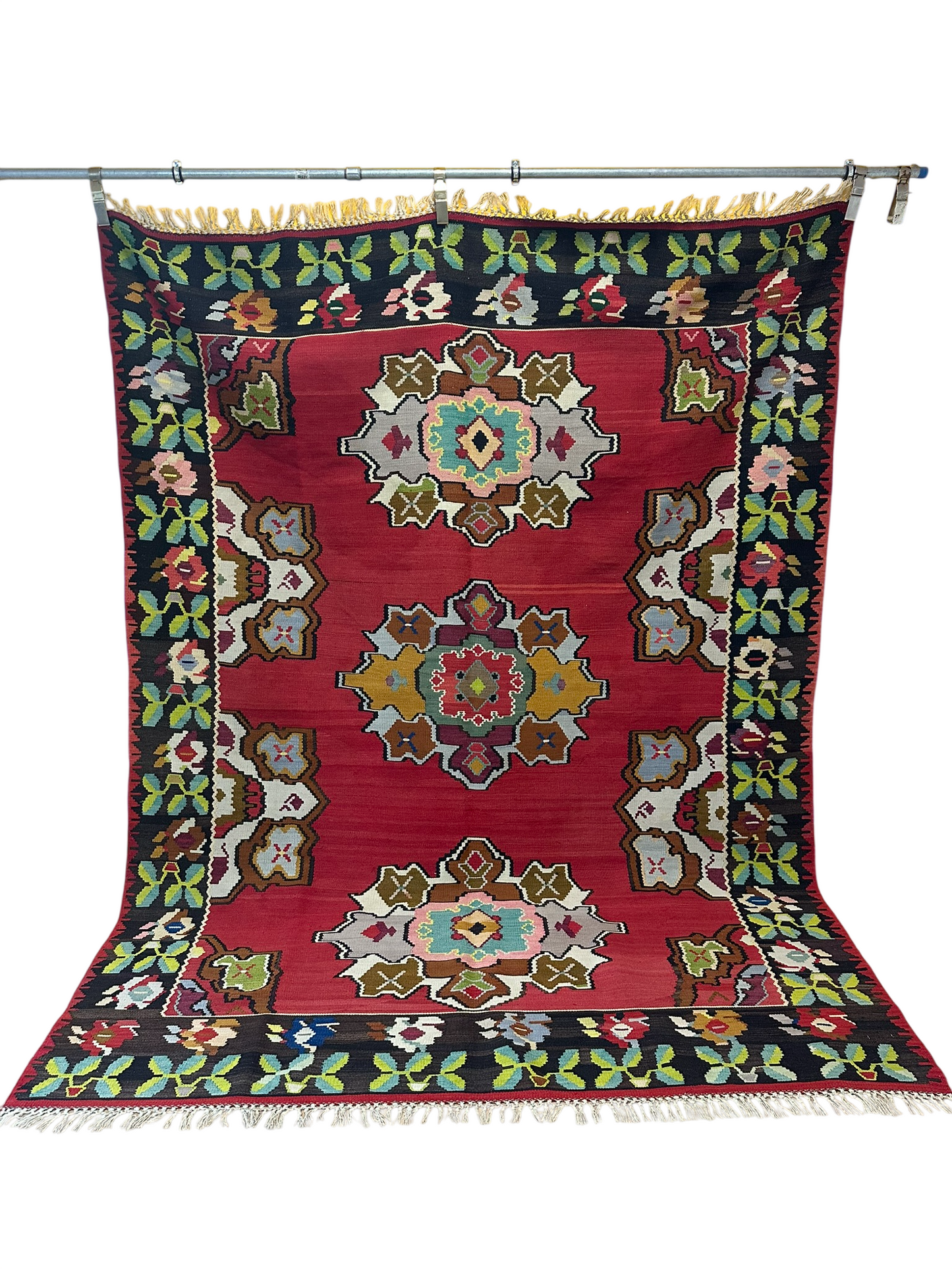 Orientteppich handgeknüpft 270x207cm antik naturfarben Karadga Kelim