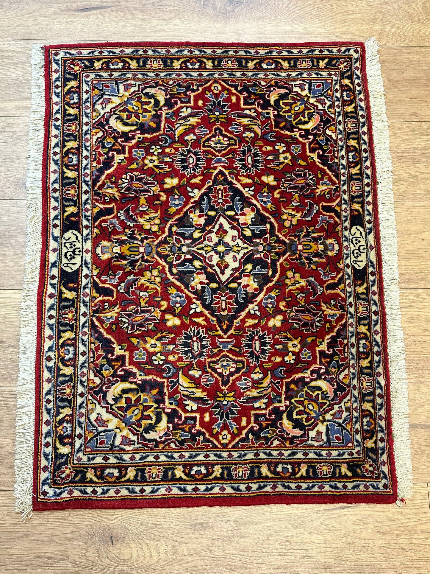 Perser Teppich Keshan Handgeknüpft aus hochwertiger Korkwolle 100x70cm