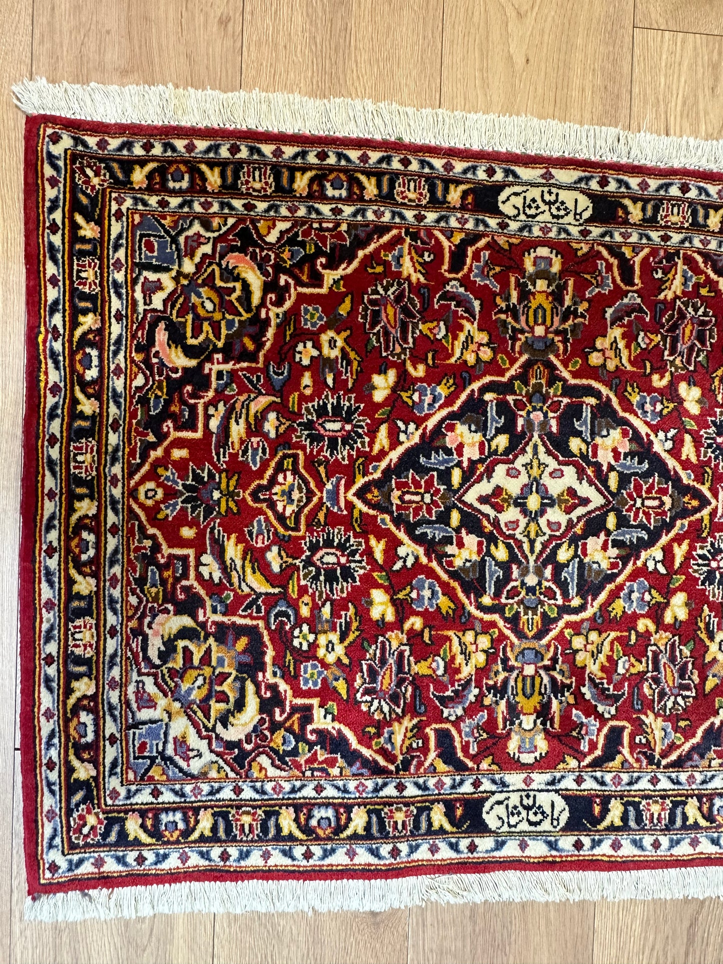 Perser Teppich Keshan Handgeknüpft aus hochwertiger Korkwolle 100x70cm