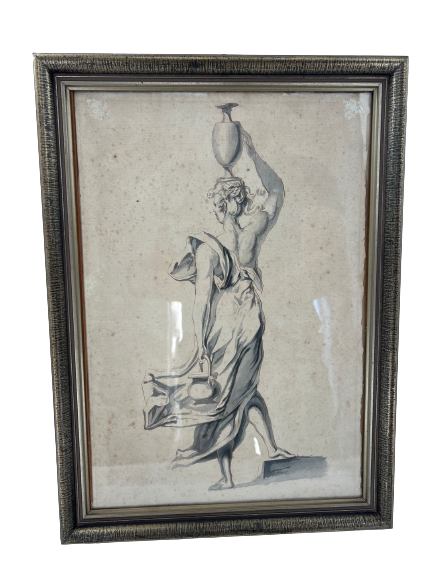 Antikes Römisches Gemälde - Frau mit Vase
