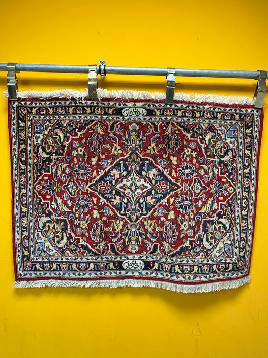 Perser Teppich Keshan Handgeknüpft aus hochwertiger Korkwolle 100x70cm