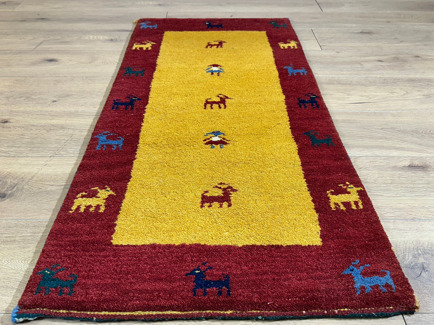 Orientteppich handgeknüpft Gabbeh Indian 122x60 cm