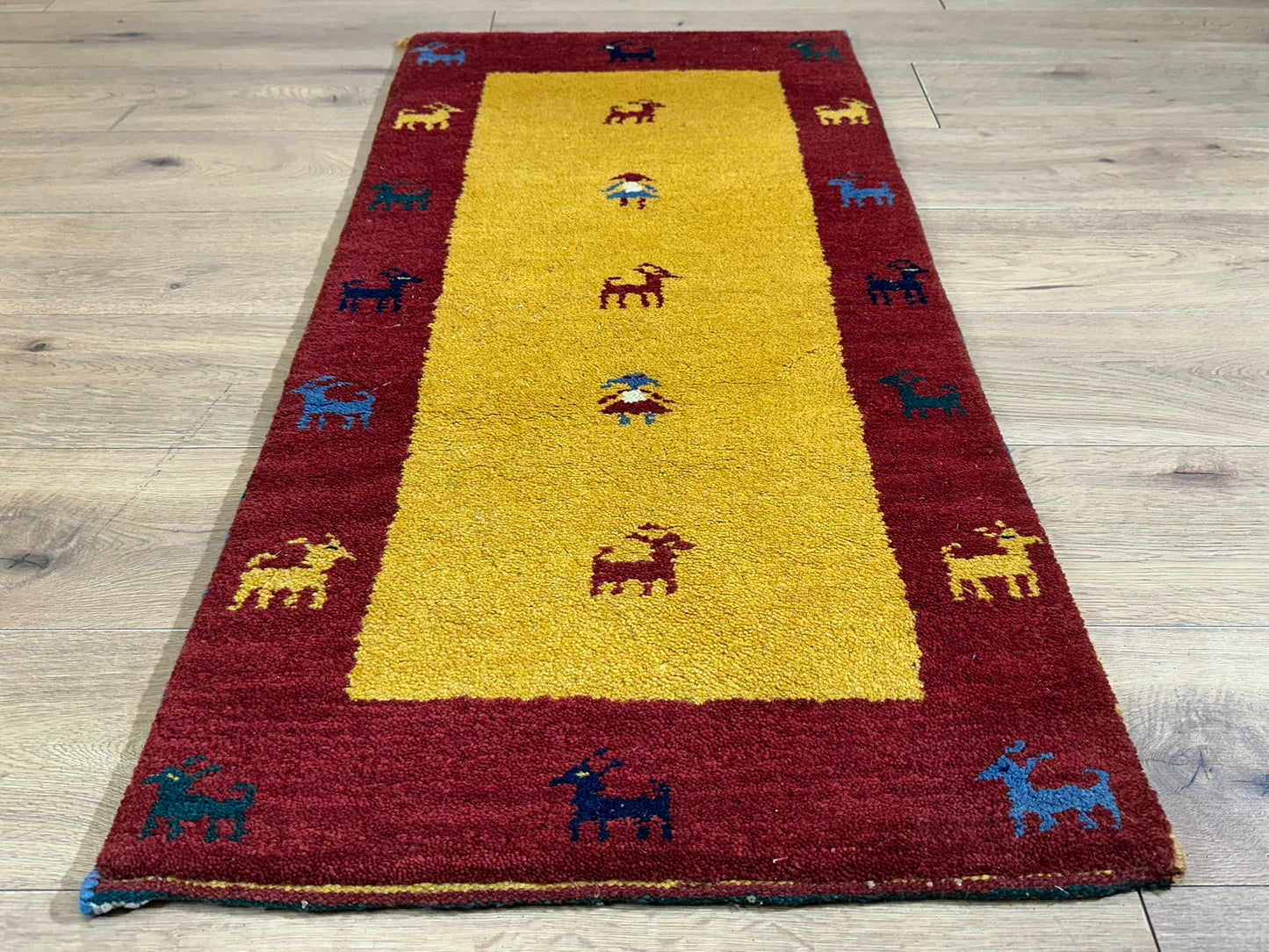 Orientteppich handgeknüpft Gabbeh Indian 122x60 cm