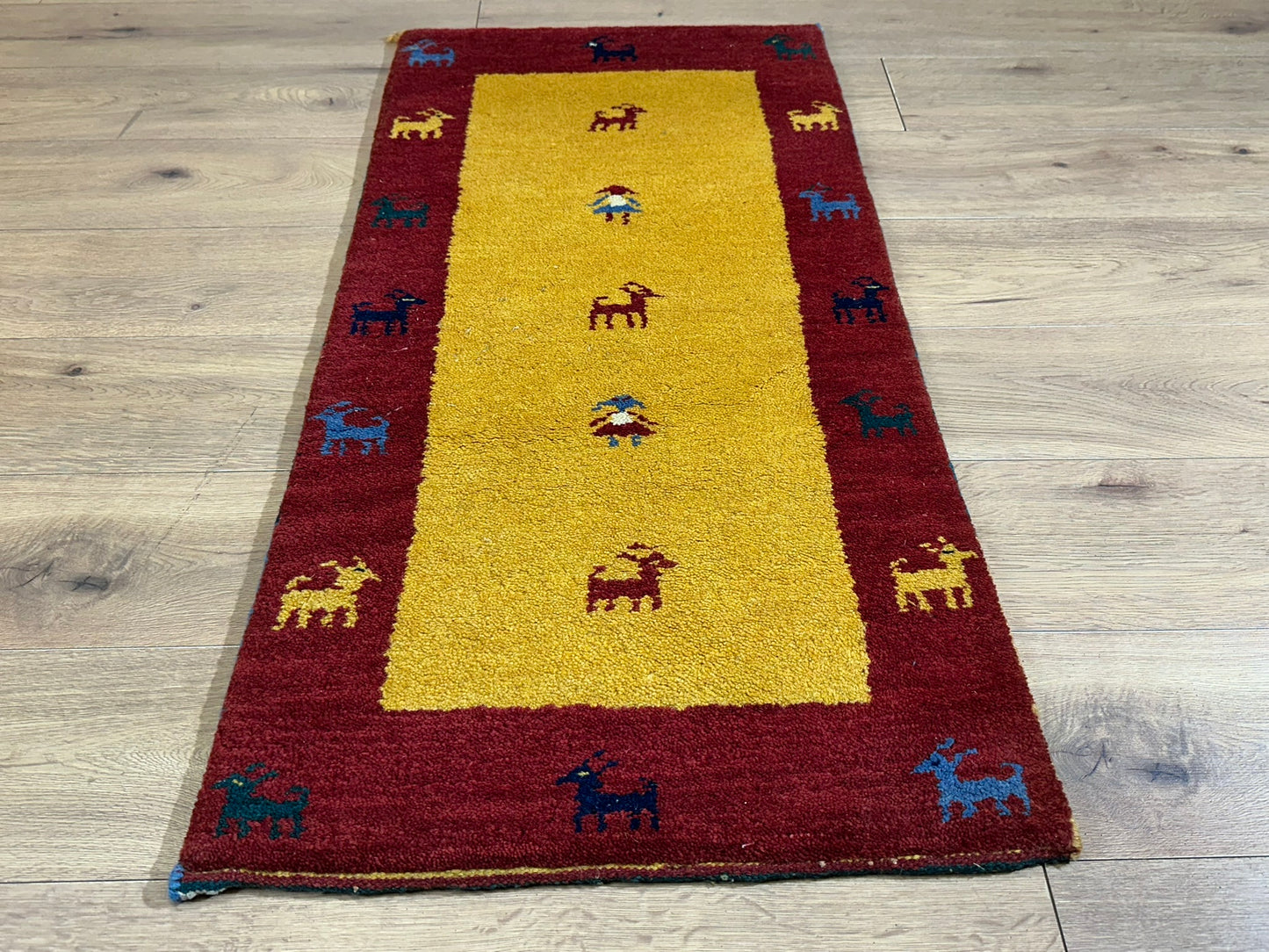 Orientteppich handgeknüpft Gabbeh Indian 122x60 cm