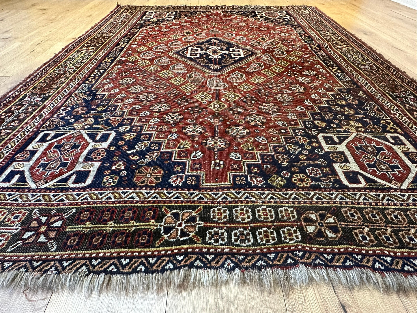 Orientteppich handgeknüpft 242x163 cm antik naturfarben Geschgei Wolle auf wolle