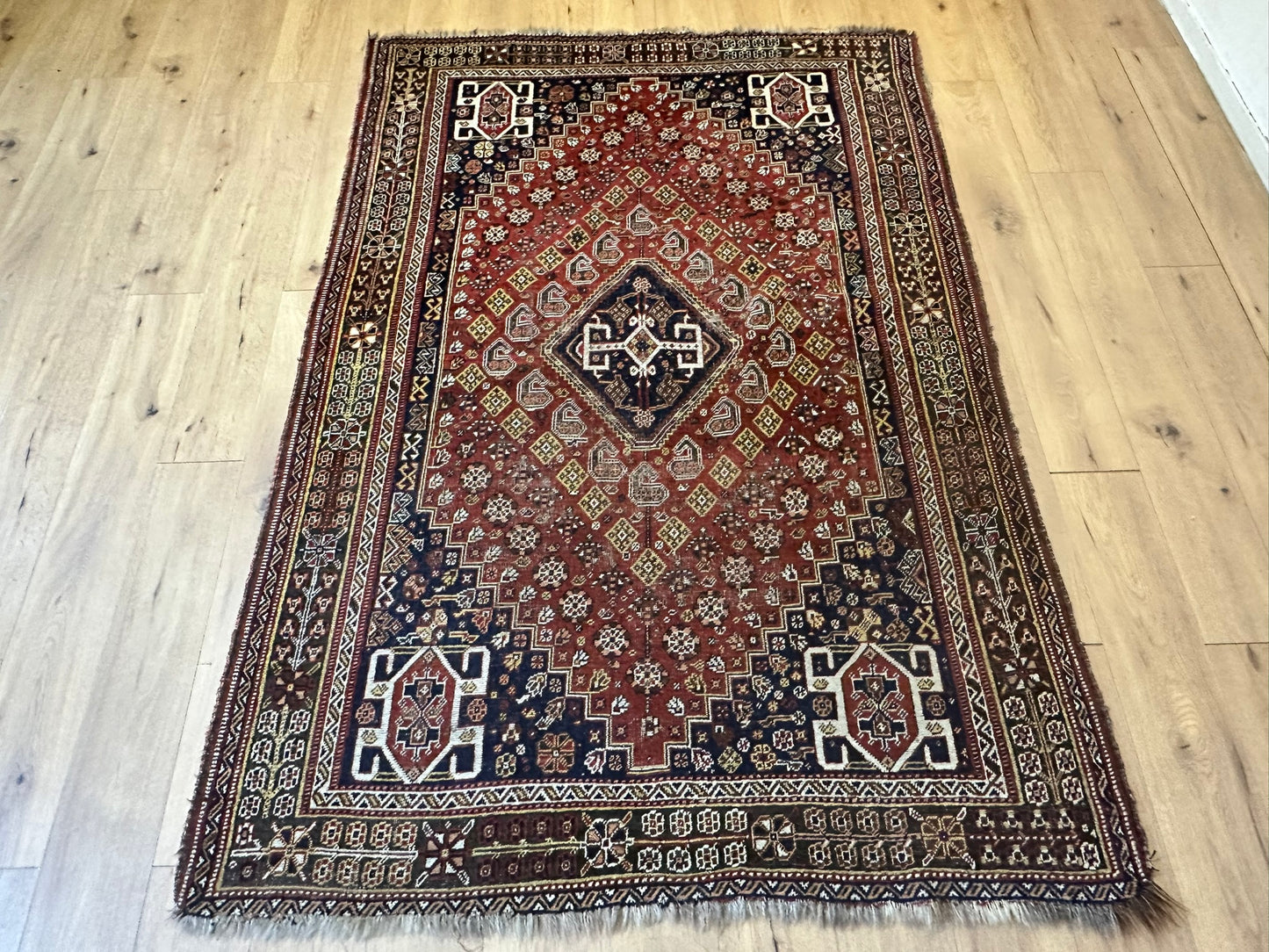 Orientteppich handgeknüpft 242x163 cm antik naturfarben Geschgei Wolle auf wolle