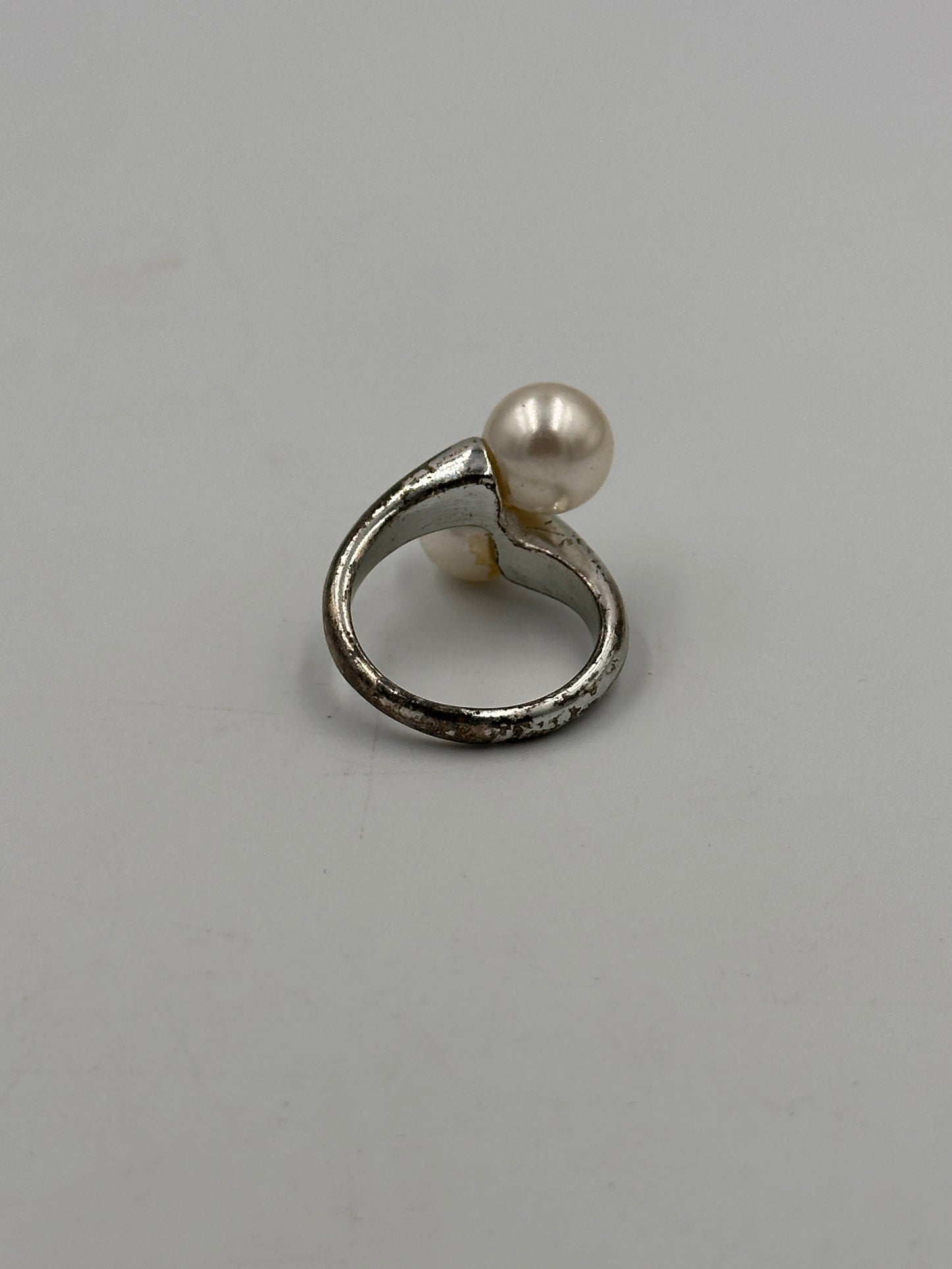 Vintage Edelstein Ring mit Perlen Ringgröße: 56