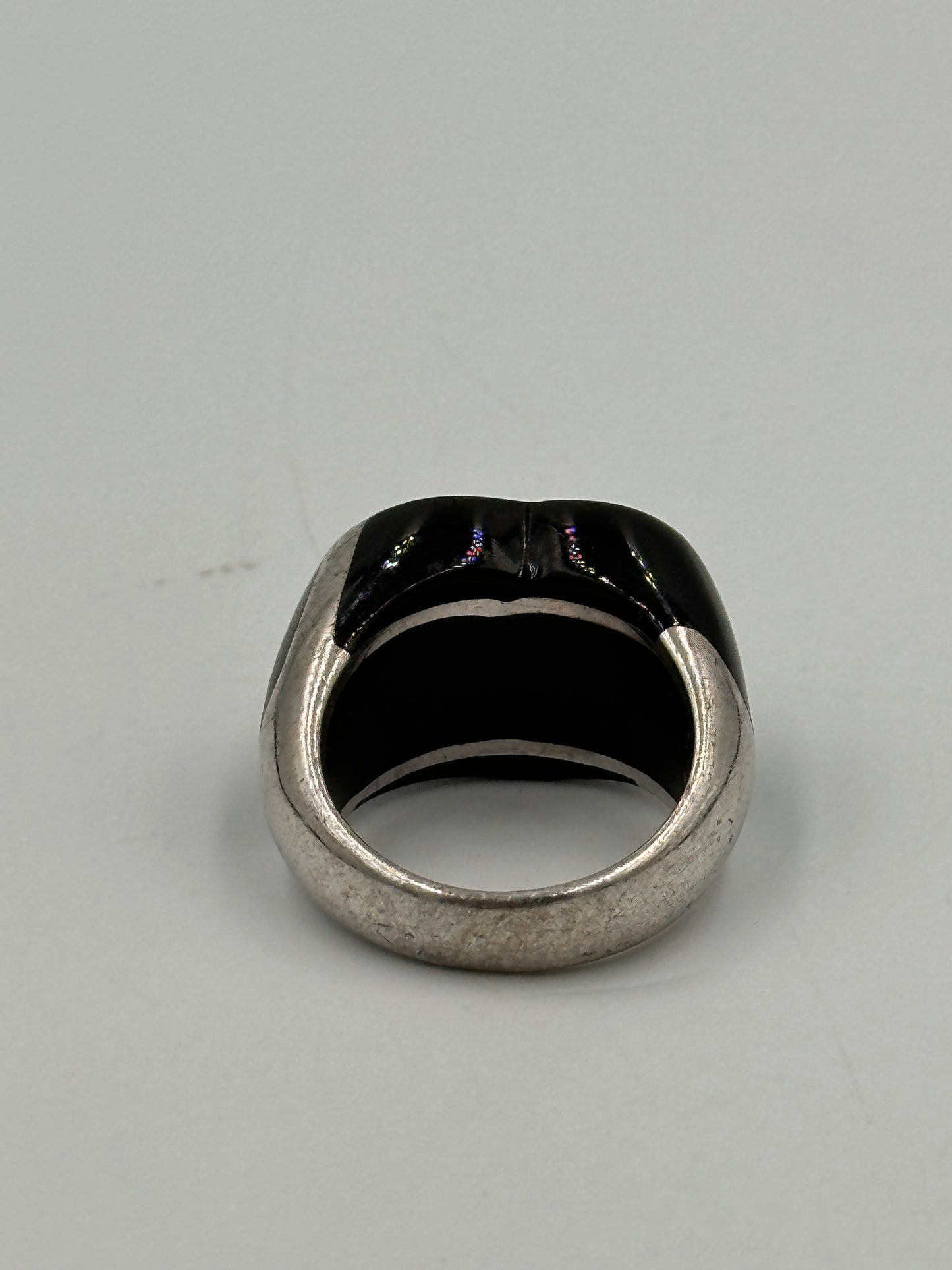 Vintage Silber 925 Ring mit schwarzen Akzenten und Zirkonia-Steinen Größe 59