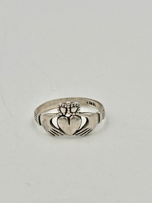 925 Sterling Silber Ring mit Herz und Krone – Art Deco Ringgröße: 56