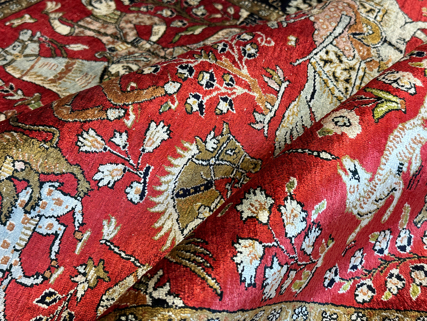 Handgeknüpfter Perser Orientteppich Feiner Ghom Seidenteppich 150x110cm