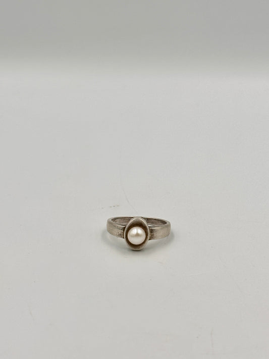 Vintage Silber 925 Perlen Ring Ringgröße: 53