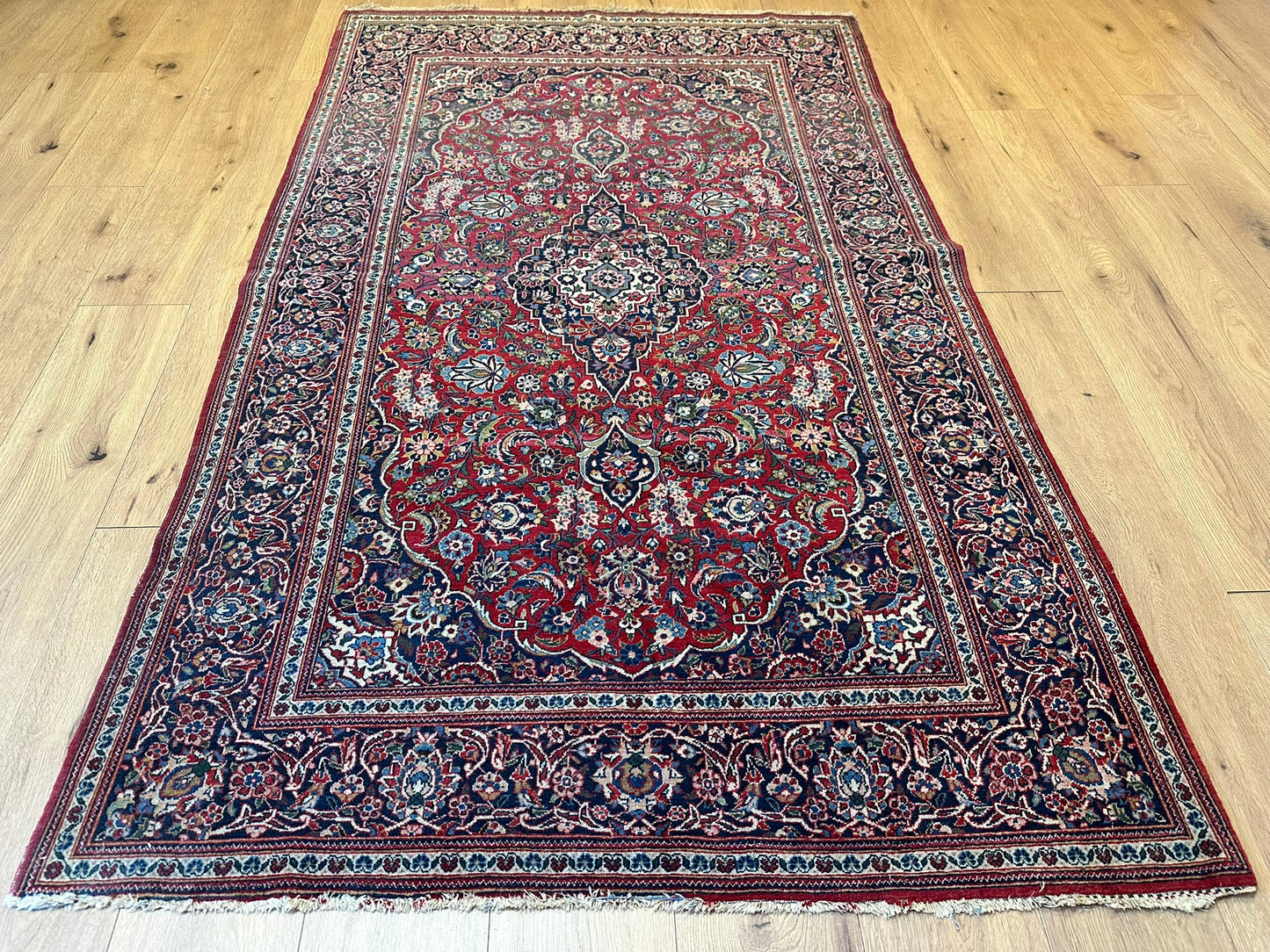 orientteppich handgeknüpft 220x130 cm antik naturfarben Keschan korkwolle