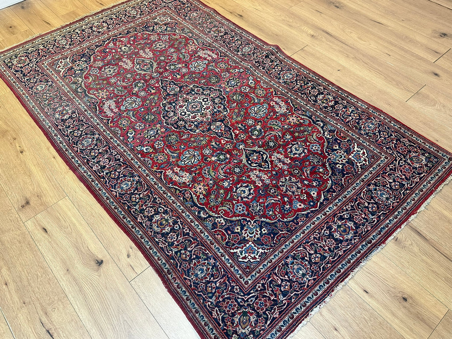 orientteppich handgeknüpft 220x130 cm antik naturfarben Keschan korkwolle