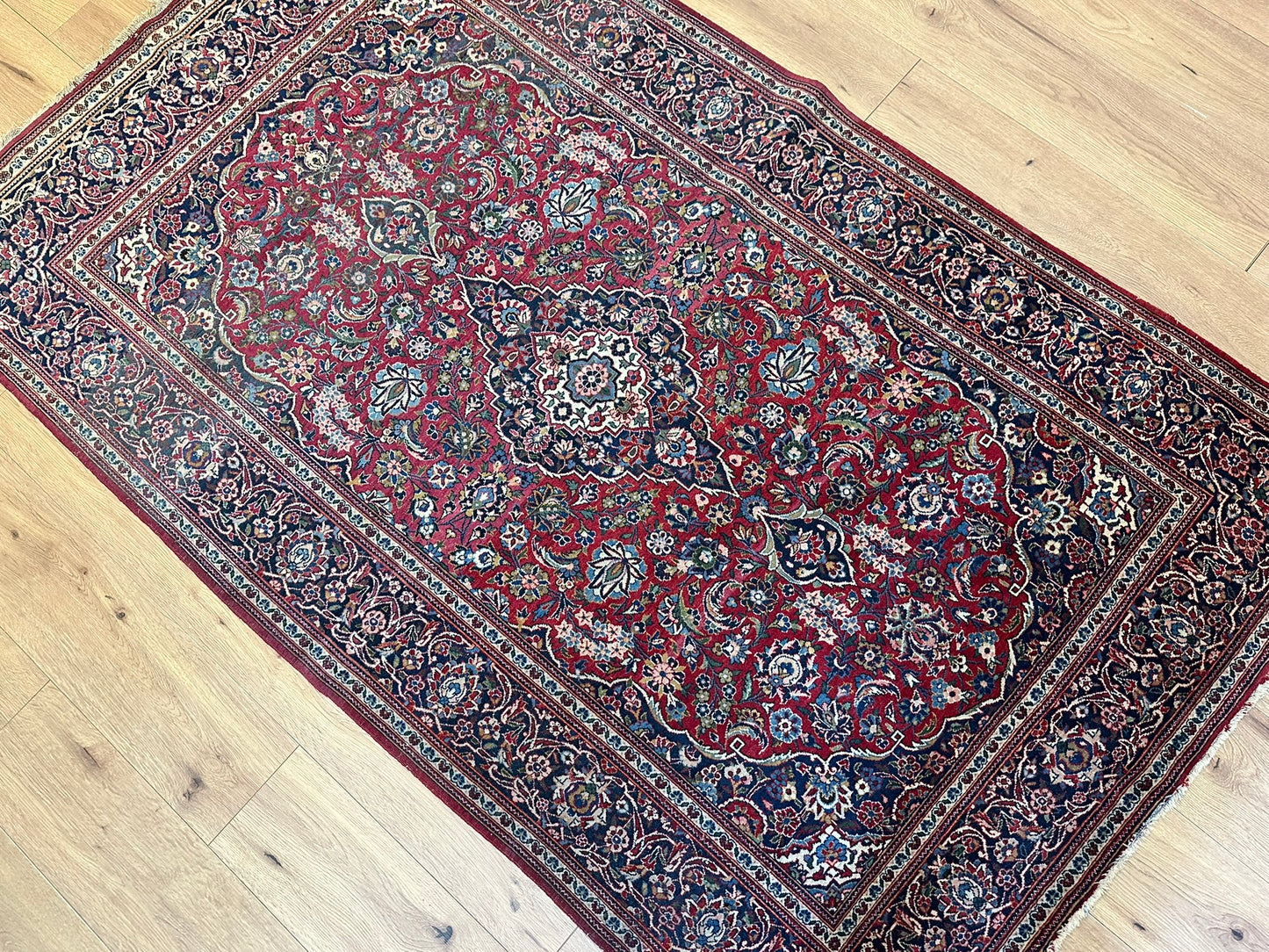 orientteppich handgeknüpft 220x130 cm antik naturfarben Keschan korkwolle