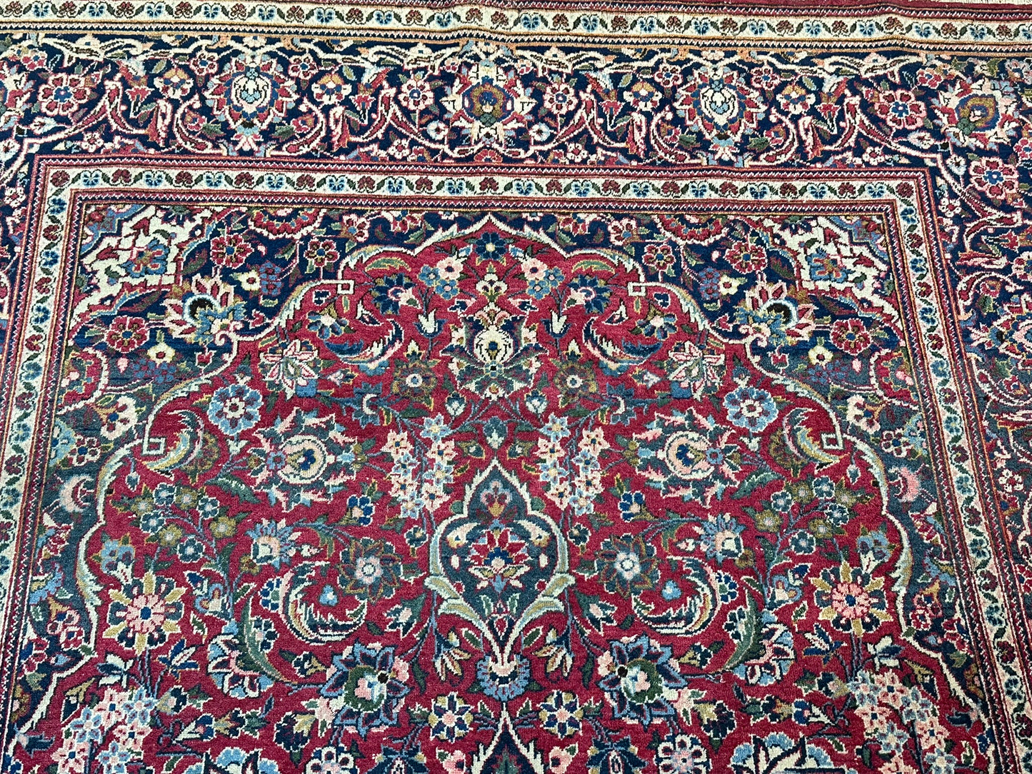 orientteppich handgeknüpft 220x130 cm antik naturfarben Keschan korkwolle