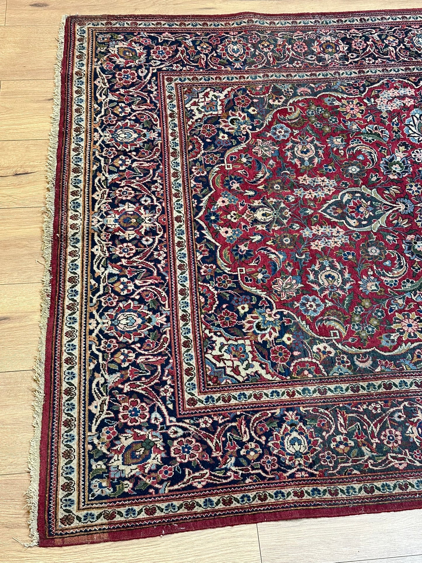 orientteppich handgeknüpft 220x130 cm antik naturfarben Keschan korkwolle