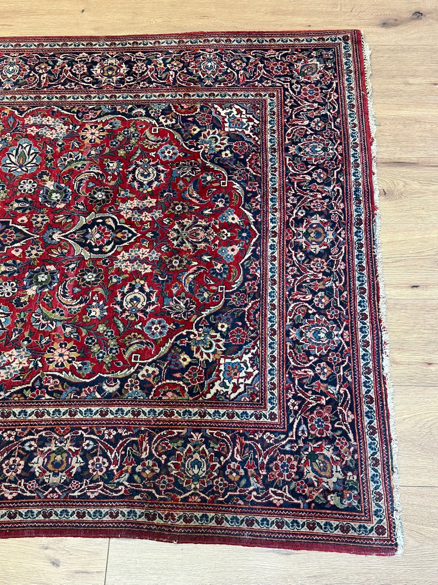 orientteppich handgeknüpft 220x130 cm antik naturfarben Keschan korkwolle