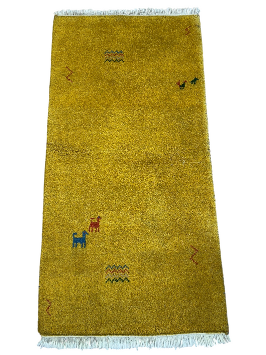 Orientteppich handgeknüpft Gabbeh Indian 162x62 cm