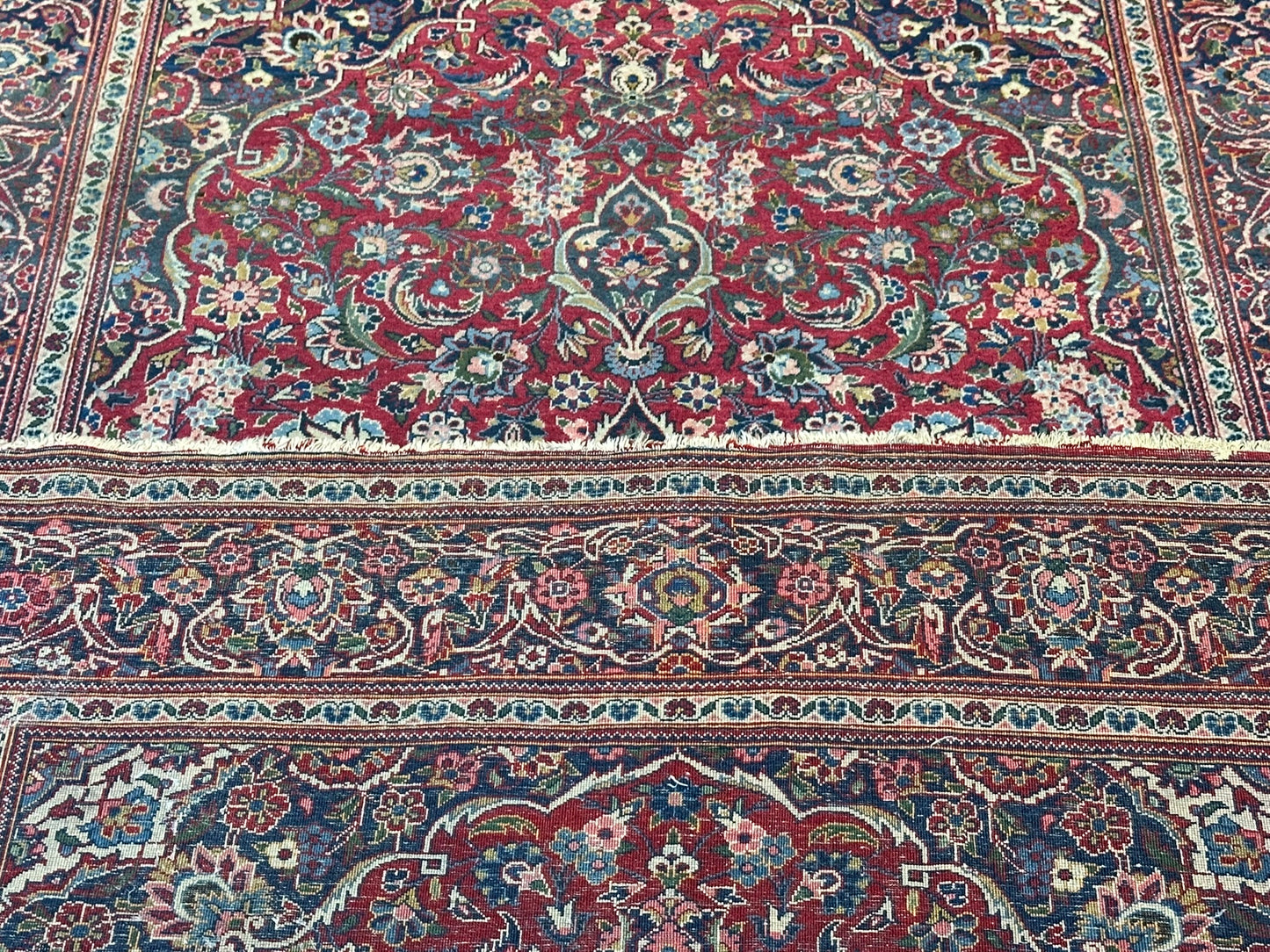 orientteppich handgeknüpft 220x130 cm antik naturfarben Keschan korkwolle