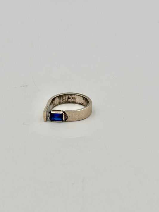 Vintage Silber 925 Designer Ring mit Wunderschönem Blauen Stein