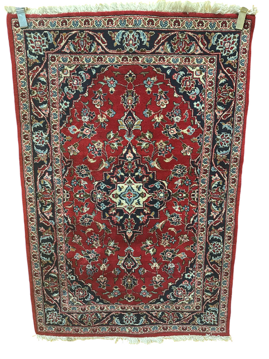 Orientteppich handgeknüpft 145x98 cm antik naturfarben  Keschan Schurwolle