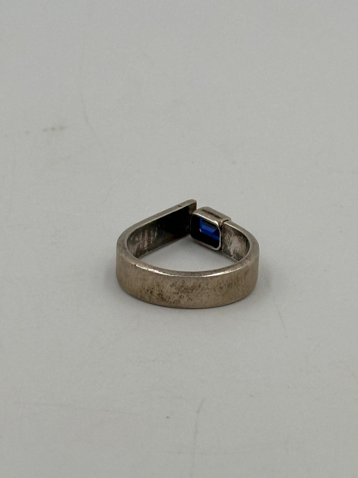 Vintage Silber 925 Designer Ring mit Wunderschönem Blauen Stein