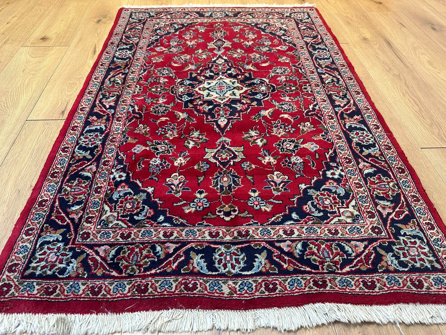 Orientteppich handgeknüpft 145x98 cm antik naturfarben  Keschan Schurwolle