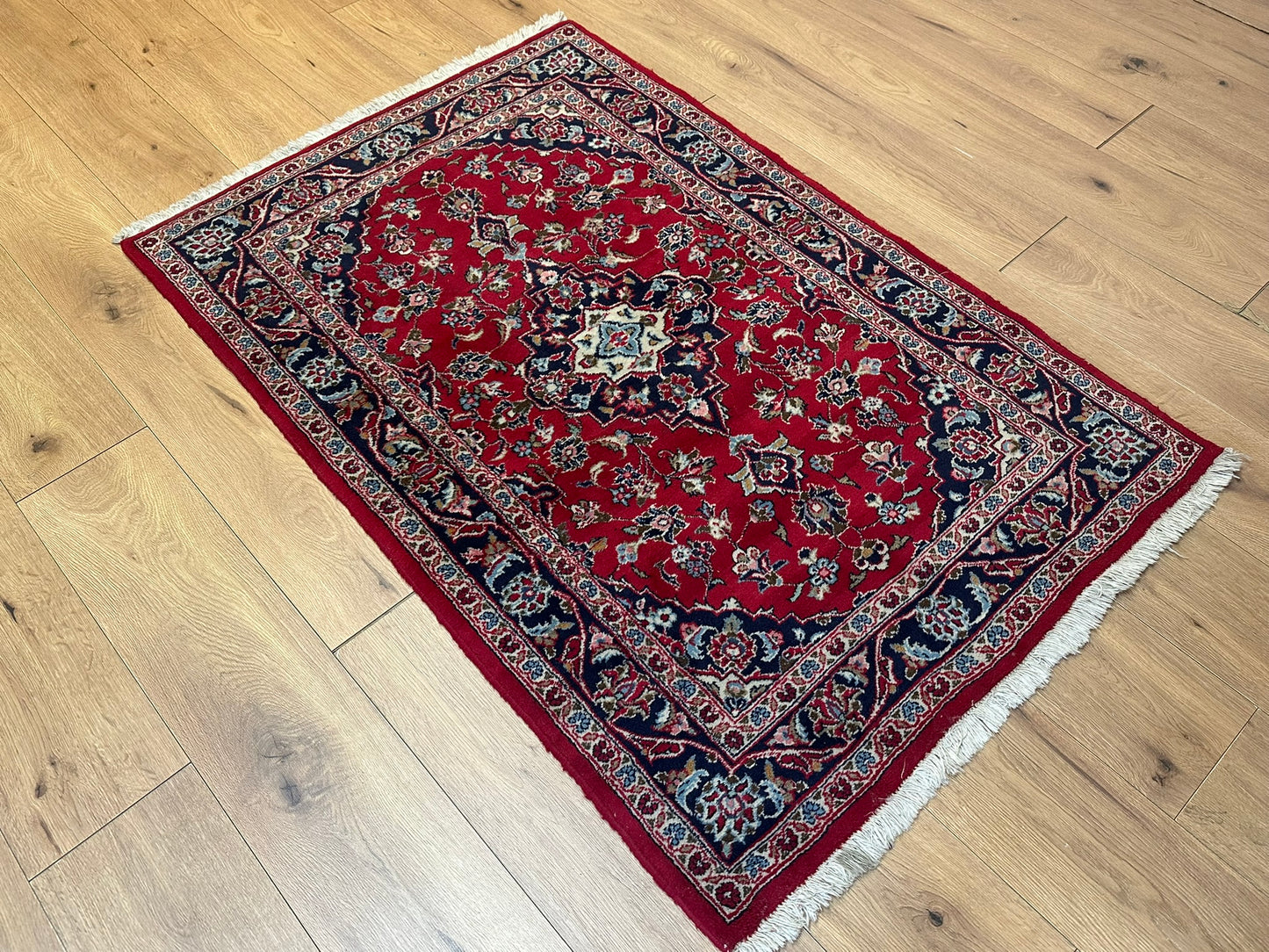 Orientteppich handgeknüpft 145x98 cm antik naturfarben  Keschan Schurwolle