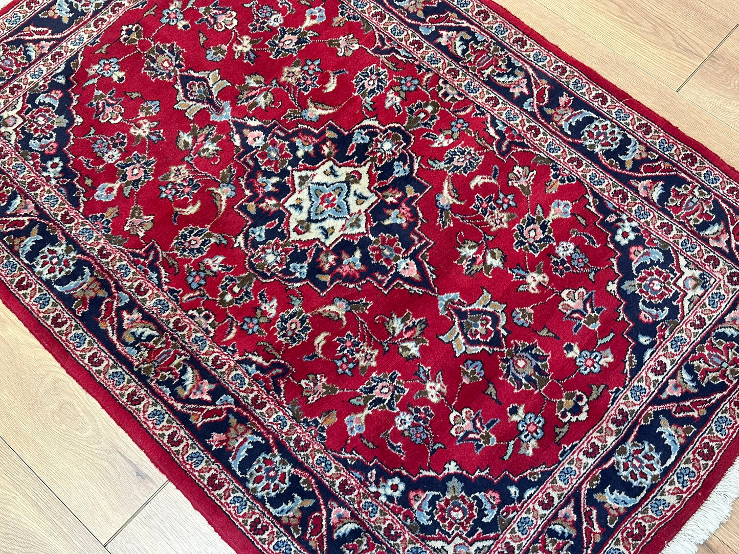 Orientteppich handgeknüpft 145x98 cm antik naturfarben  Keschan Schurwolle
