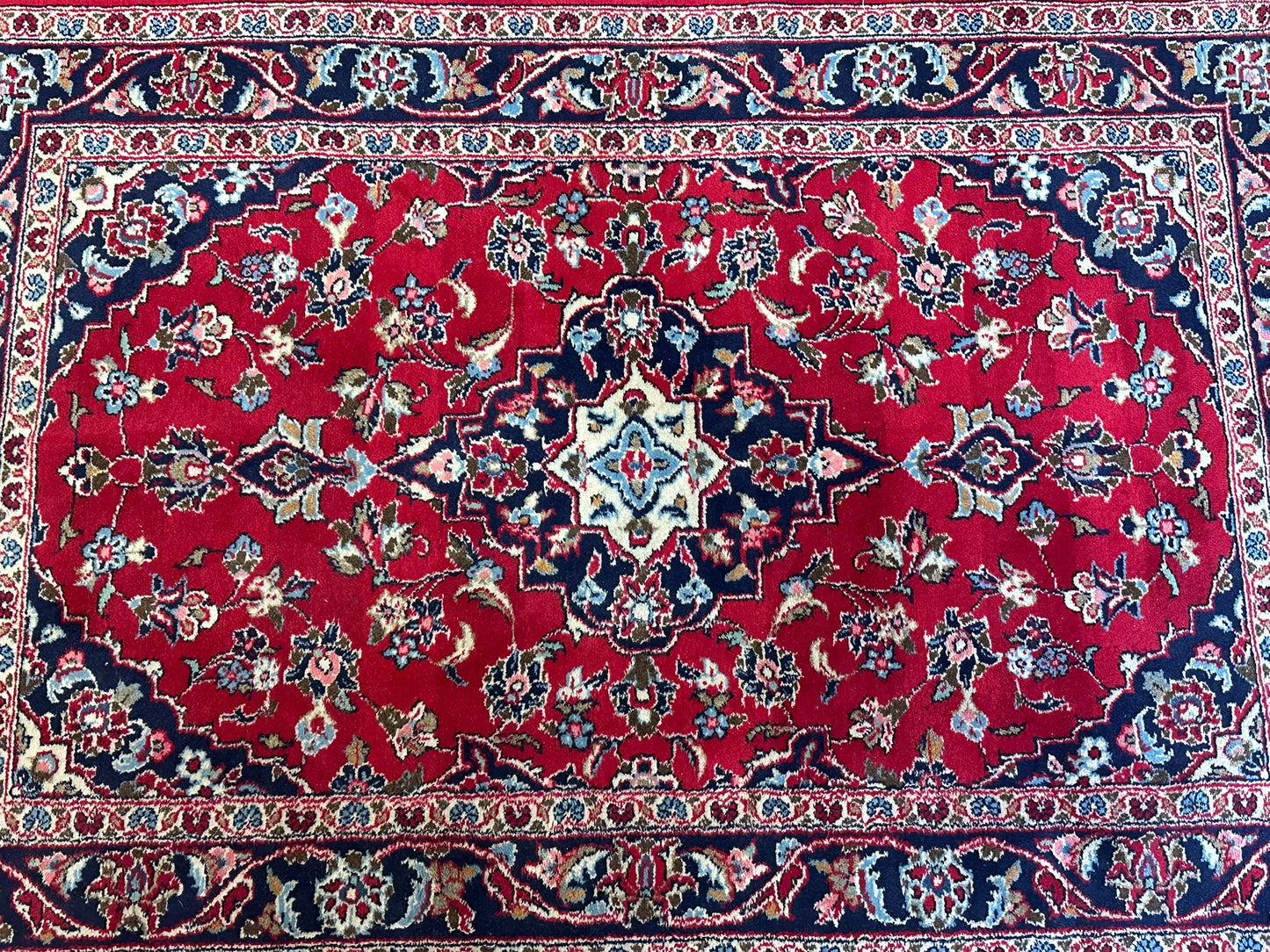 Orientteppich handgeknüpft 145x98 cm antik naturfarben  Keschan Schurwolle