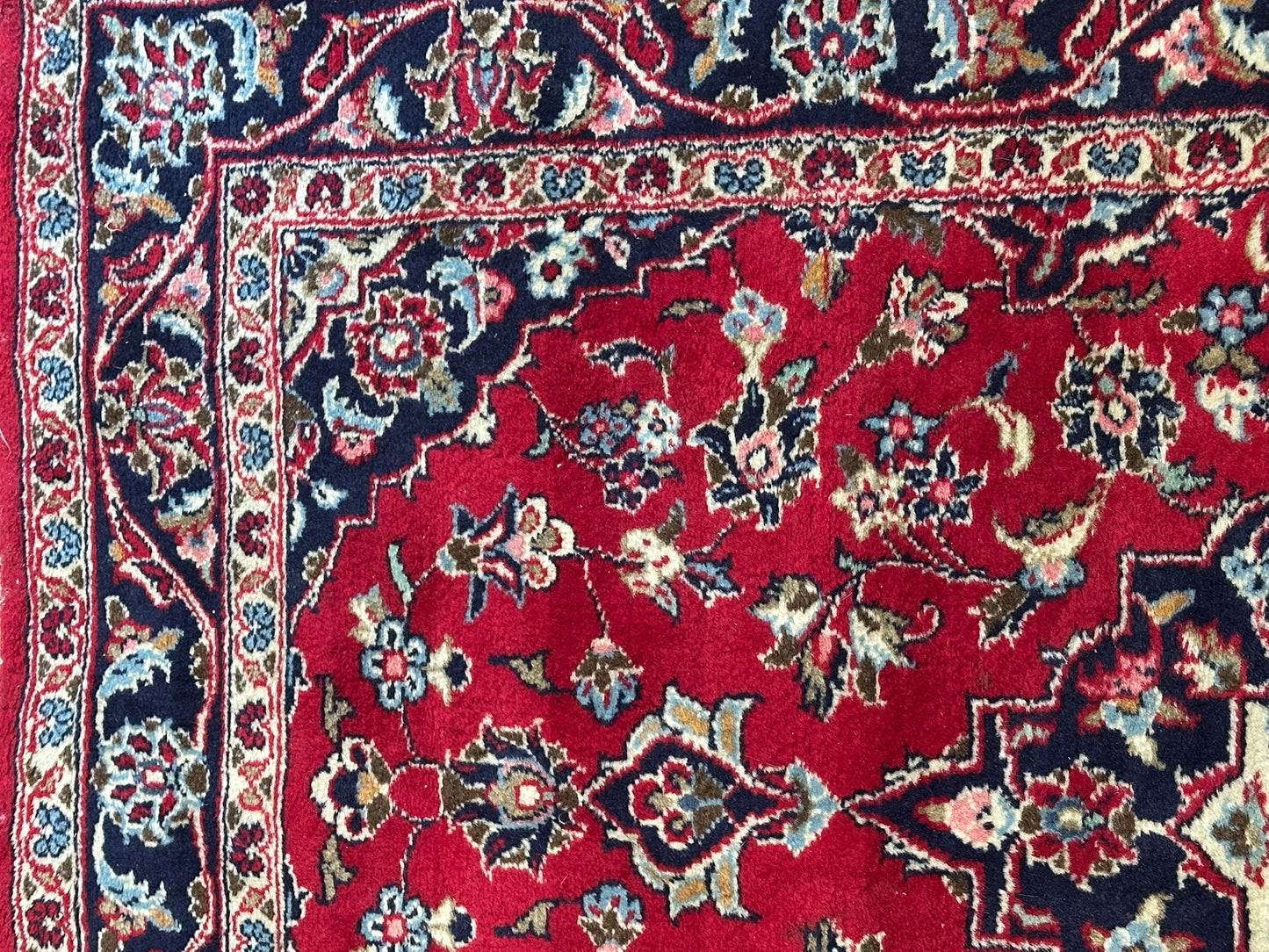 Orientteppich handgeknüpft 145x98 cm antik naturfarben  Keschan Schurwolle