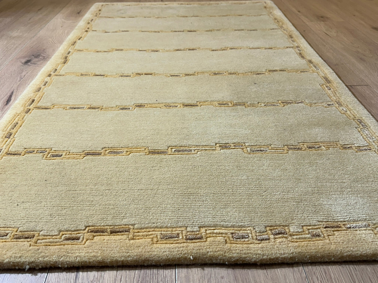 Indischer Gabbeh Teppich Handgeknüpft Gelb Geometrisch 160x93 cm