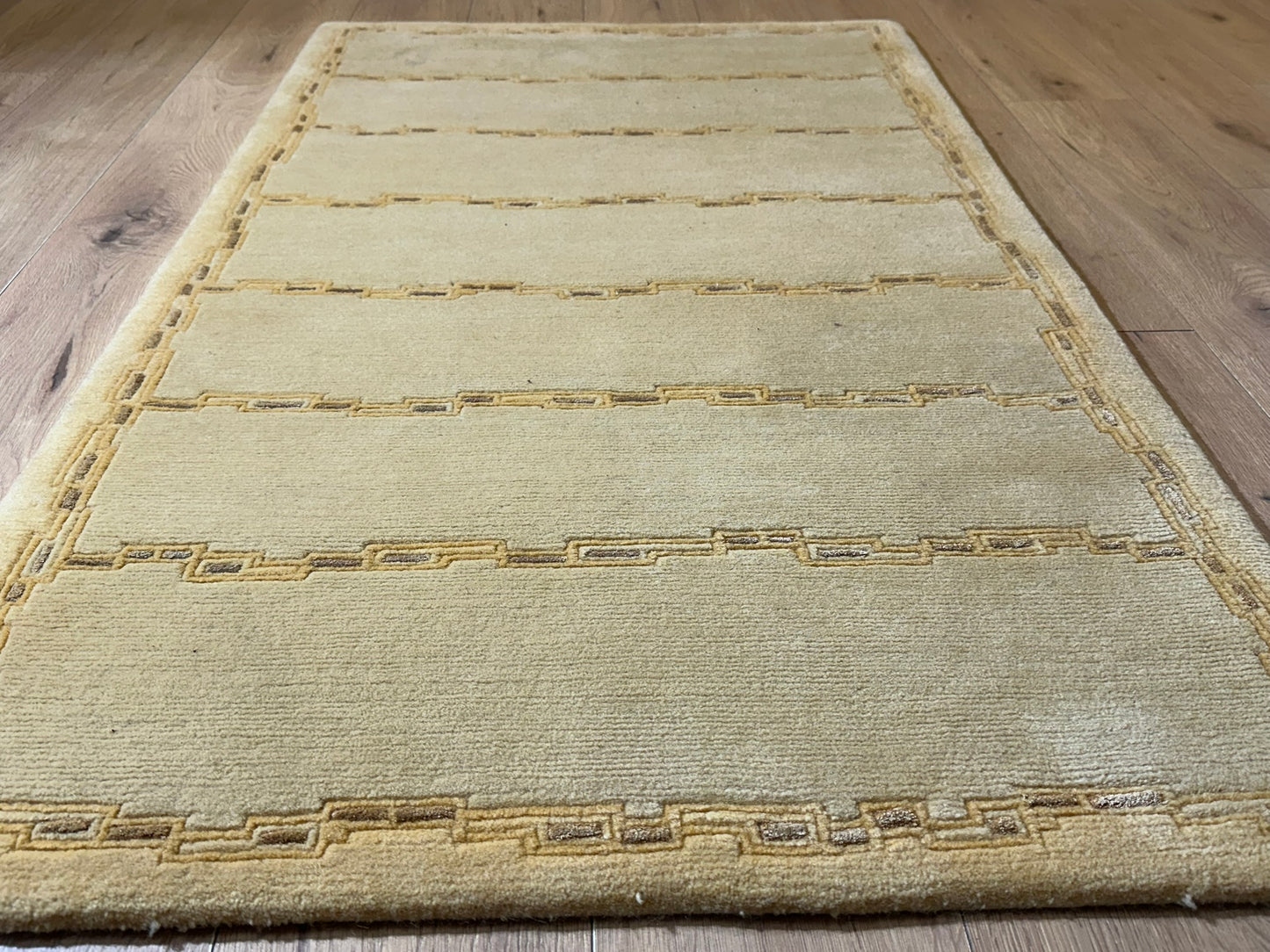 Indischer Gabbeh Teppich Handgeknüpft Gelb Geometrisch 160x93 cm