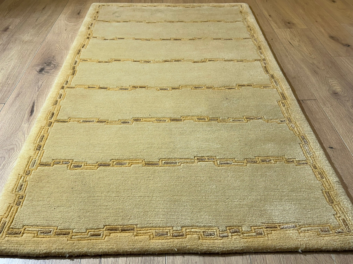 Indischer Gabbeh Teppich Handgeknüpft Gelb Geometrisch 160x93 cm