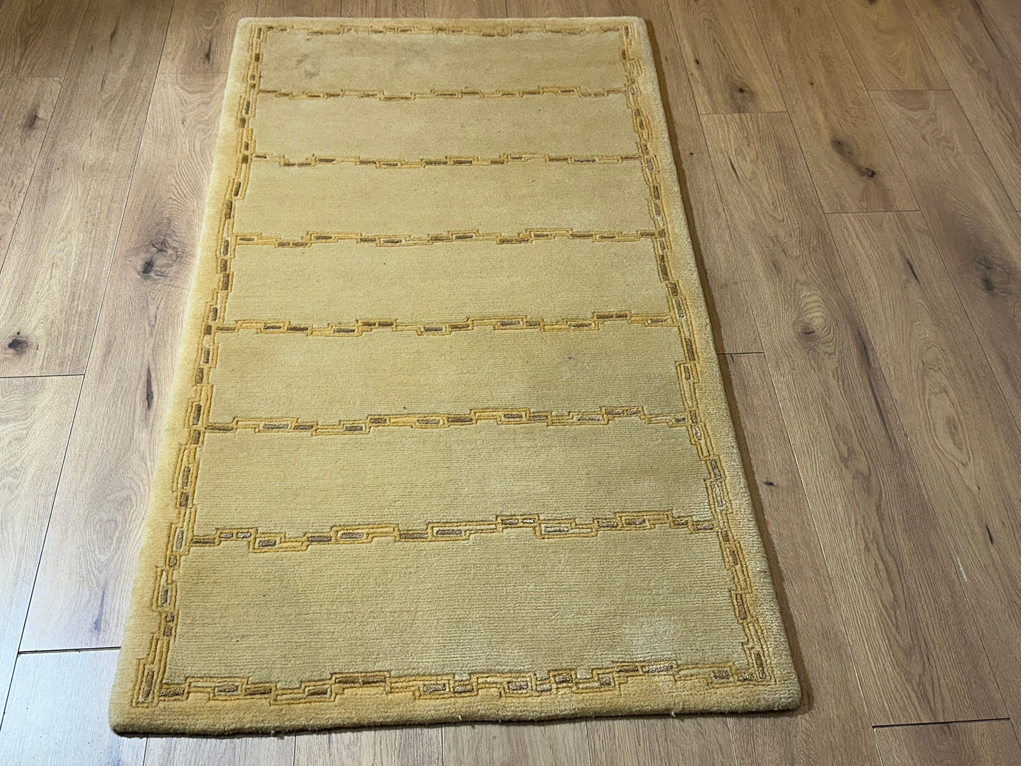 Indischer Gabbeh Teppich Handgeknüpft Gelb Geometrisch 160x93 cm