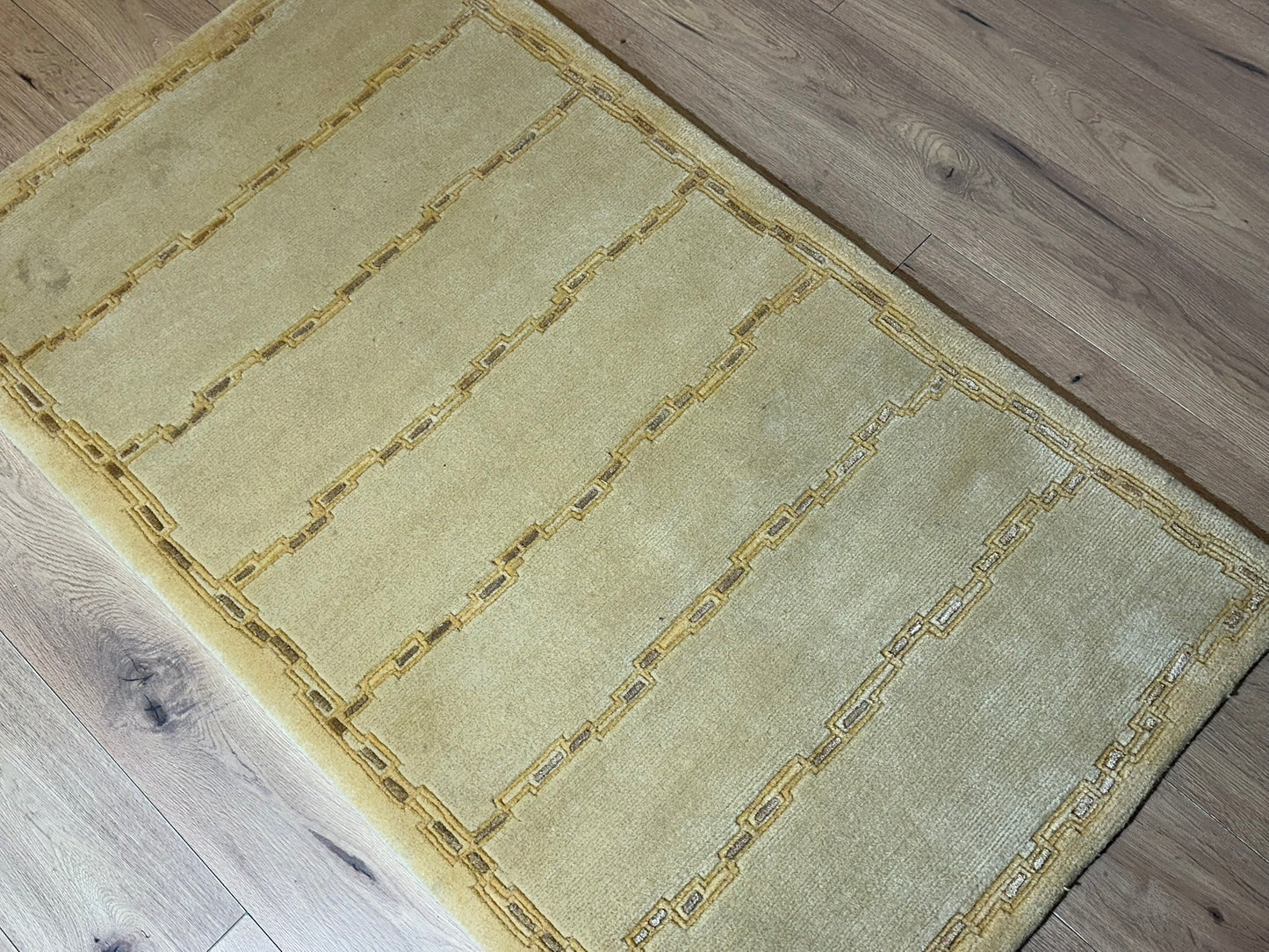 Indischer Gabbeh Teppich Handgeknüpft Gelb Geometrisch 160x93 cm