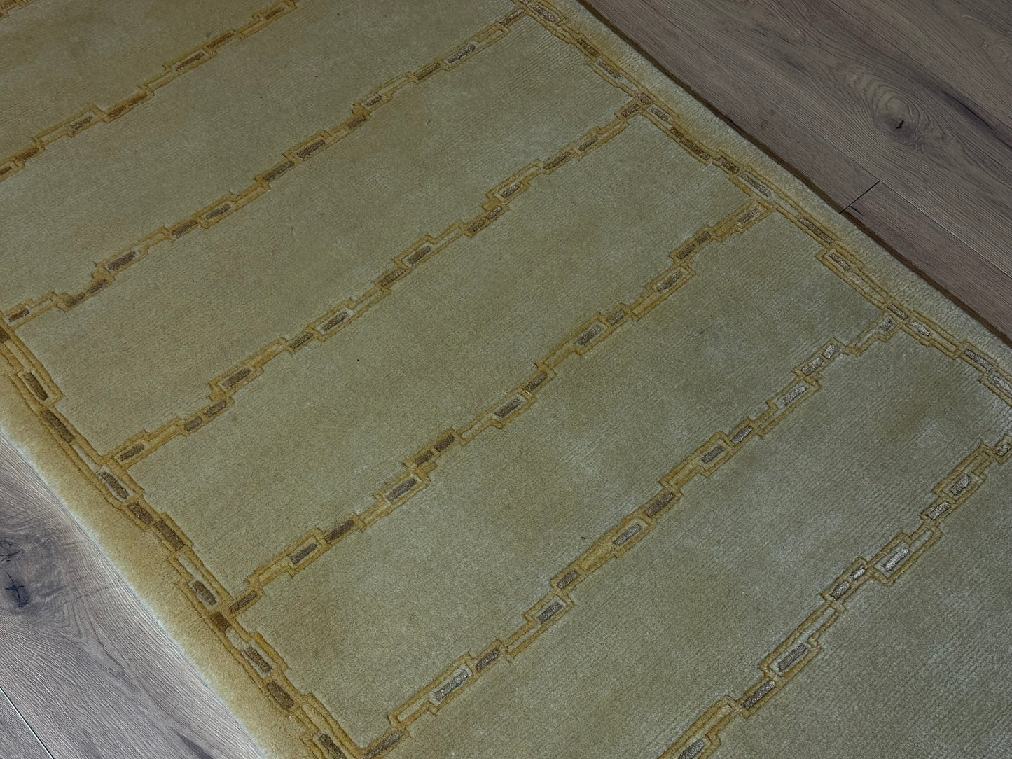 Indischer Gabbeh Teppich Handgeknüpft Gelb Geometrisch 160x93 cm