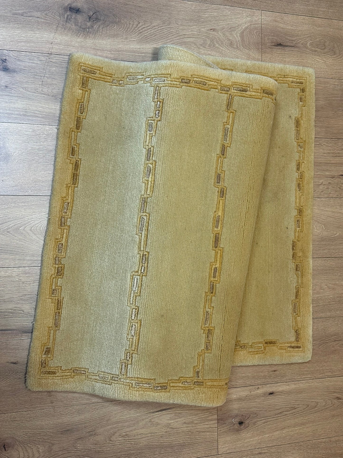Indischer Gabbeh Teppich Handgeknüpft Gelb Geometrisch 160x93 cm